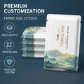 High-quality custom disposable individual wet towel with landscape art for hotels - Premium Cyan Landscape (N10) / 23*23cm