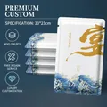 Customized disposable wet wipes with traditional blue wave packaging design for hotel - Deep Blue Wave Custom (F02) / 23*23cm