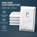 Individual disposable wet towel for hotel and catering with 23x23cm fabric size - White Bamboo Leaf (F01) / 23*23cm
