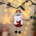 Plush Santa Claus ornament with beaded legs and red burlap body for Christmas tree - Beaded Dangling Leg Santa Doll