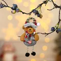Cute festive Christmas bear plush pendant with plaid hat and scarf tree decoration - Beaded Dangling Leg Bear Doll