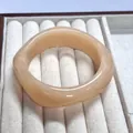 Stylish resin bangle with marbled coffee and cream tones in a modern curved design - Geometric Rhombus / Inner Diameter 65mm / Apricot