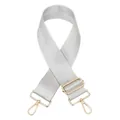 Silver grey woven nylon bag strap replacement with adjustable gold hardware buckles - Silver Gray