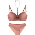 Sexy lila-rosa Spitzen-Dessous-Set mit abnehmbarem Neckholder-BH - 70B / Lotusrosa