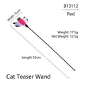 Pink dragonfly cat teaser wand toy with 53cm long black flexible stick for cat play - Red Dragonfly Shape Woolen (TB13112)