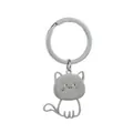 Cute stainless steel cartoon cat keychain pendant in silver finish for couples or friends - The Kitten Was Naked