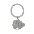 Durable cartoon fish shaped stainless steel keychain with silver matte finish for couples - Satin Fish