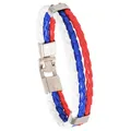 Norway flag themed braided leather bracelet with metal clasp - Norway