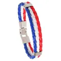 Braided leather bracelet with Croatia national flag colors in red, white and blue - Croatia