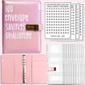 Pink glitter 100 envelope savings challenge binder with a combination lock set. - 100-Day Set + Stickers / Holographic Pink