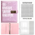 Pink glitter 100 envelope challenge binder with password lock for money savings tracker - 100-Day Set + Tracker Card / Holographic Pink
