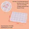 Einstellbare Kunststoff-Organizer-Box mit 24 Fächern für Perlen und Schmuckteile - Abnehmbare 24 Fächer Kartenschlitz (19*13*2CM)