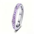 Elegant purple crystal eternity ring in polished stainless steel for women fashion - Purple