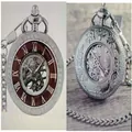 Orologio da taschino meccanico retrò in argento con doppia apertura - Meccanico / Stile Immagine Argento