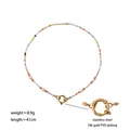 Collier perles colorées fait main avec perles baroques et acier inoxydable doré - Chaîne Seule - Fermoir en Acier Inoxydable (Sans Pendentif)