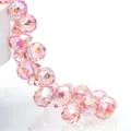 Pink faceted K9 crystal glass waterdrop beads with iridescent finish - Water Pink AB / 8mm (Approx 87 beads/strand)