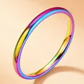Minimalist stainless steel rainbow iridescent thin band ring for women's jewelry - Size 5 / Colorful Inner and Outer Ball (27-D-1)
