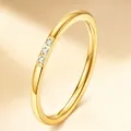 Minimalist stainless steel gold-plated ring with three small inlaid stones for women - US 5 / Triple Stone Setting / Gold