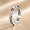 Elegant silver stainless steel ring with 'Forever Love' engraving and inlaid crystal - Size 5 / Steel Color Forever Love Engraving (2-A-1)