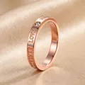 Elegant rose gold stainless steel ring with Forever Love engraving and small stone - 2-a-3 Rose Gold / Size 5