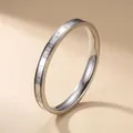 Silver stainless steel ring featuring 'Even When I Close My Eyes' engraving detail - 16-c-1 Corrosion On 2.5mm Steel / Size 5
