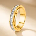 Elegant gold-plated stainless steel eternity ring with square-cut channel set crystals - 42-e-14 Gold Rotating Ring / Size 7