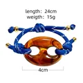 Détail du bracelet bleu tissé en forme de nez de cochon avec dimensions et poids - Bleu