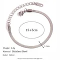 Minimalist silver stainless steel snake chain bracelet for women with 15 plus 5cm length - 3mm Blade Chain (15+5cm) / Silver
