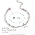 Elegant minimalist stainless steel oval link chain bracelet in polished silver finish - 2.5mm Handmade Link Chain (15+5cm) / Silver