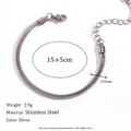 Silver stainless steel S-link bracelet 15+5cm length 3mm width - 3mm Foxtail Chain (15+5cm) / Silver
