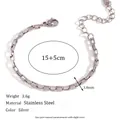 Elegantes minimalistisches silbernes Box-Kettenarmband aus Edelstahl für Damen, 3 mm - 3mm Lange Box-Kette (15+5cm) / Silber
