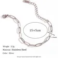 Silbernes Edelstahl-Minimalkettenarmband für Damen mit einer Länge von 15+5cm - 4.4mm Büroklammerkette (15+5cm) / Silber