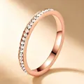Elegant rose gold plated titanium steel ring featuring a row of sparkling cubic zirconia stones - Size 5 / Full Circle Rhinestones Style / 2.0mm / Rose Gold