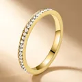 Elegant gold stainless steel eternity ring with half-band sparkling crystal inlay for women. - Size 5 / Full Circle Rhinestones Style / 2.0mm / Gold