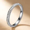 Elegant silver titanium steel band ring for women featuring sparkling cubic zirconia inlay - Size 5 / Full Circle Rhinestones Style / 2.0mm / Steel