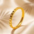 Elegant gold stainless steel band ring with heart engravings on a satin background - Size 5 / Heart Carving Style / Gold