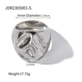 Polierter Edelstahlring mit abstrakter Textur in Silberoptik, großes Statement-Design - Jdr2305001-s