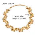 Gold butterfly charm bracelet in stainless steel with detailed size measurements - Butterfly Chain Style (JDBW2306014)
