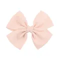 Fiocco per capelli bambina in tessuto pesca con elegante trama a grana di mais - Stile Trama Grano di Mais (21) / Rosa chiaro