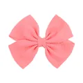 Grande fiocco per capelli rosa corallo per bambine con speciale trama a costine - Stile Trama Grano di Mais (9) / Rosa corallo