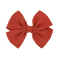 Fascia per capelli con fiocco in tessuto waffle arancione ruggine per le bambine - Stile Trama Grano di Mais (30) / Rosso ruggine