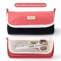 Large capacity canvas telescopic pencil case in black and watermelon red color scheme - 924 Two-tone Flap - Black & Watermelon Red
