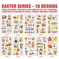 Lot de 10 tatouages temporaires mignons de Pâques pour enfants avec lapins et œufs - Ensemble Série EA de Pâques / 6.8x12cm