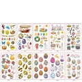 Set de 10 tatuajes temporales de Pascua para niños con lindos conejos y huevos - Juego de la Serie I de Pascua / 6.8x12cm