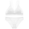Elegant white lace lingerie set featuring thin triangle cup bra and matching panty - S / White Zirconia Set