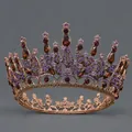 Vintage Baroque full circle bridal crown with purple and red crystal rhinestones - Purple Diamond Versatile Luxury Style (TS-J3207AGP) / Purple