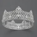 Elegante corona de novia barroca vintage plateada con cristales para celebraciones - Una Elegante Y Sofisticada Corona Plateada Para Banquetes Ts-j3343s