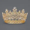 Elegant gold Baroque vintage crown with sparkling rhinestones for bridal wedding variant - Gold Birthday Party Style (TS-J2887G) / Gold
