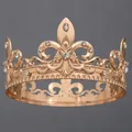 Ornate vintage rose gold baroque circular crown tiara with sparkling clear rhinestones - Gold Court Photo Style (TS-J3408G) / Gold