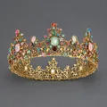 Luxury Baroque vintage full-round wedding crown with colorful rhinestones for brides - Colorful Diamond Luxury Bridal Style (TS-J2839CAI) / Colorful